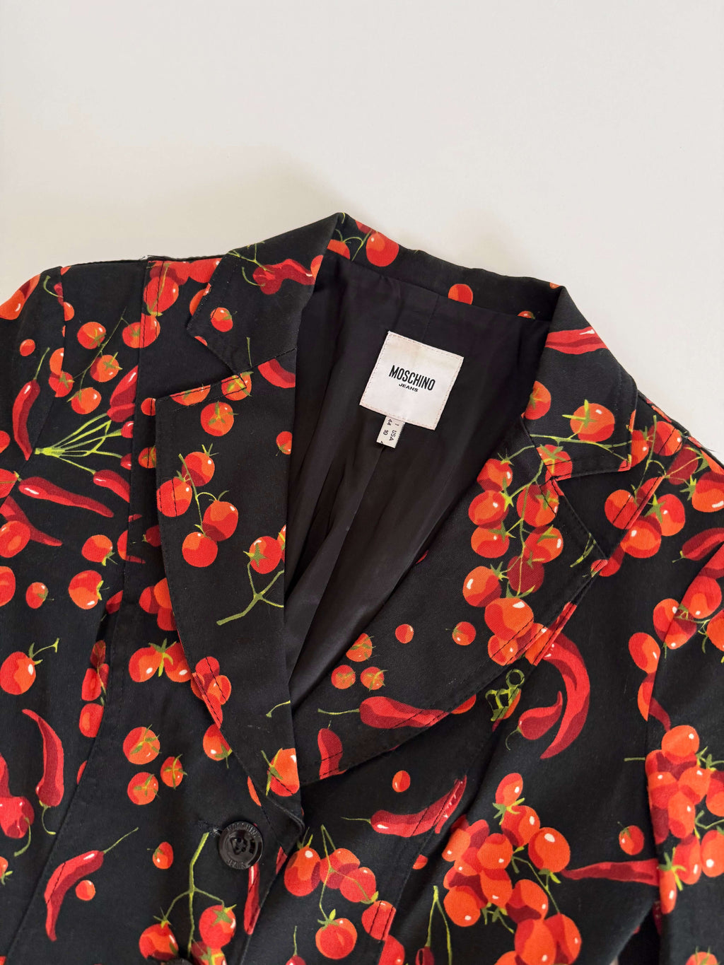 Moschino black cherry tomatoes chillies jacket