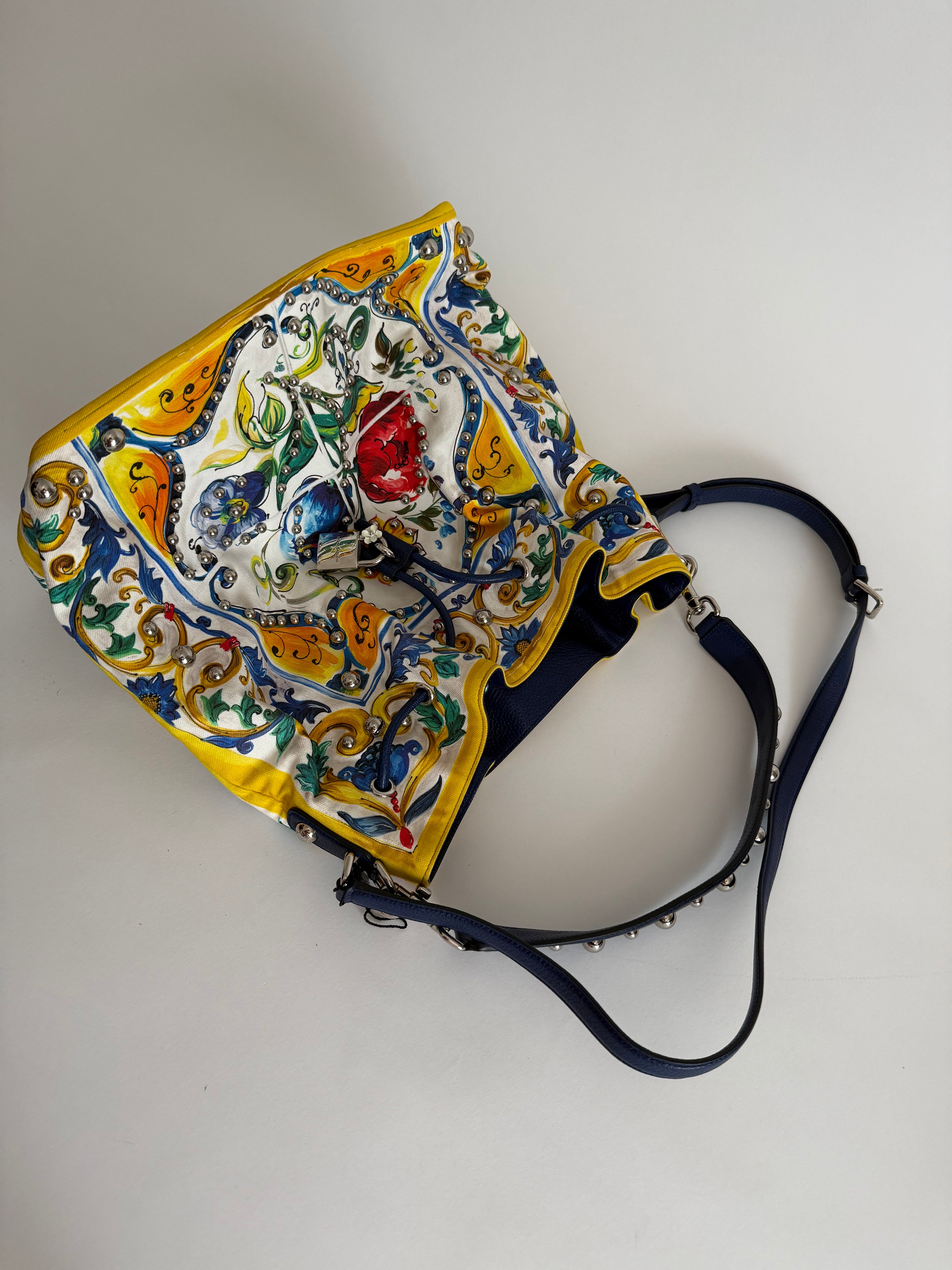 Dolce & Gabbana SS 2017 maiolica bucket bag canvas