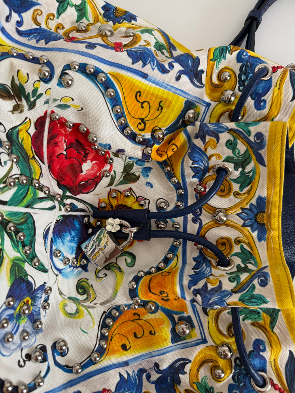 Dolce & Gabbana SS 2017 maiolica bucket bag canvas