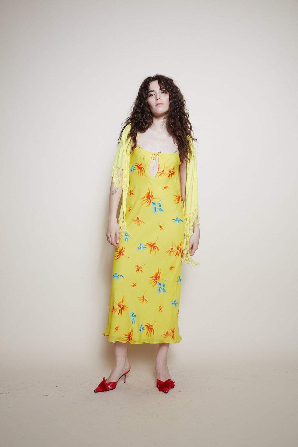 Versace dress floral print with shawl