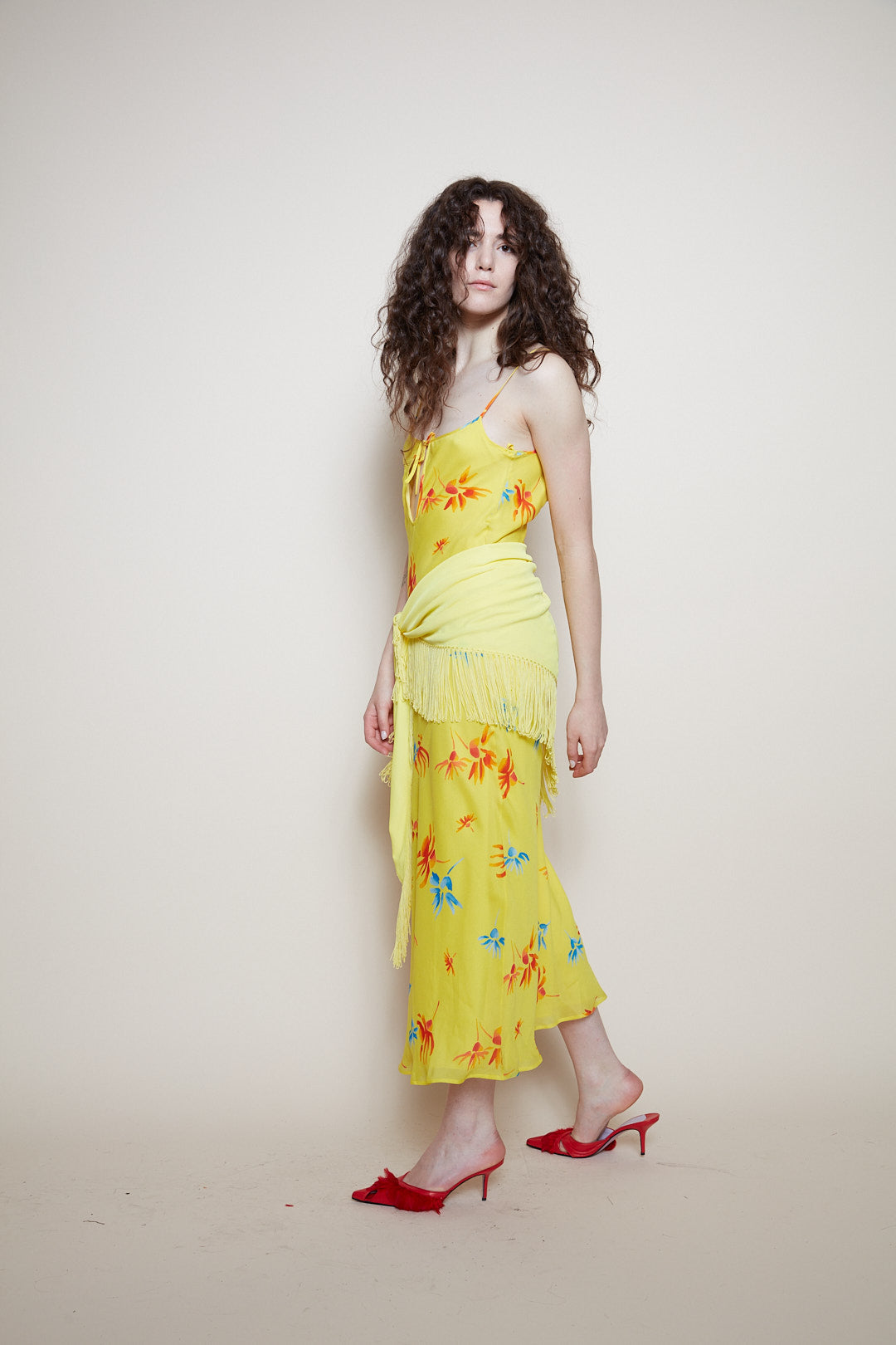 Versace dress floral print with shawl