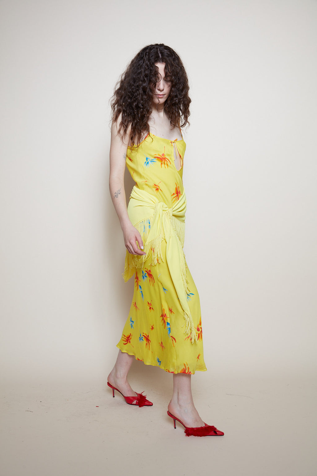 Versace dress floral print with shawl