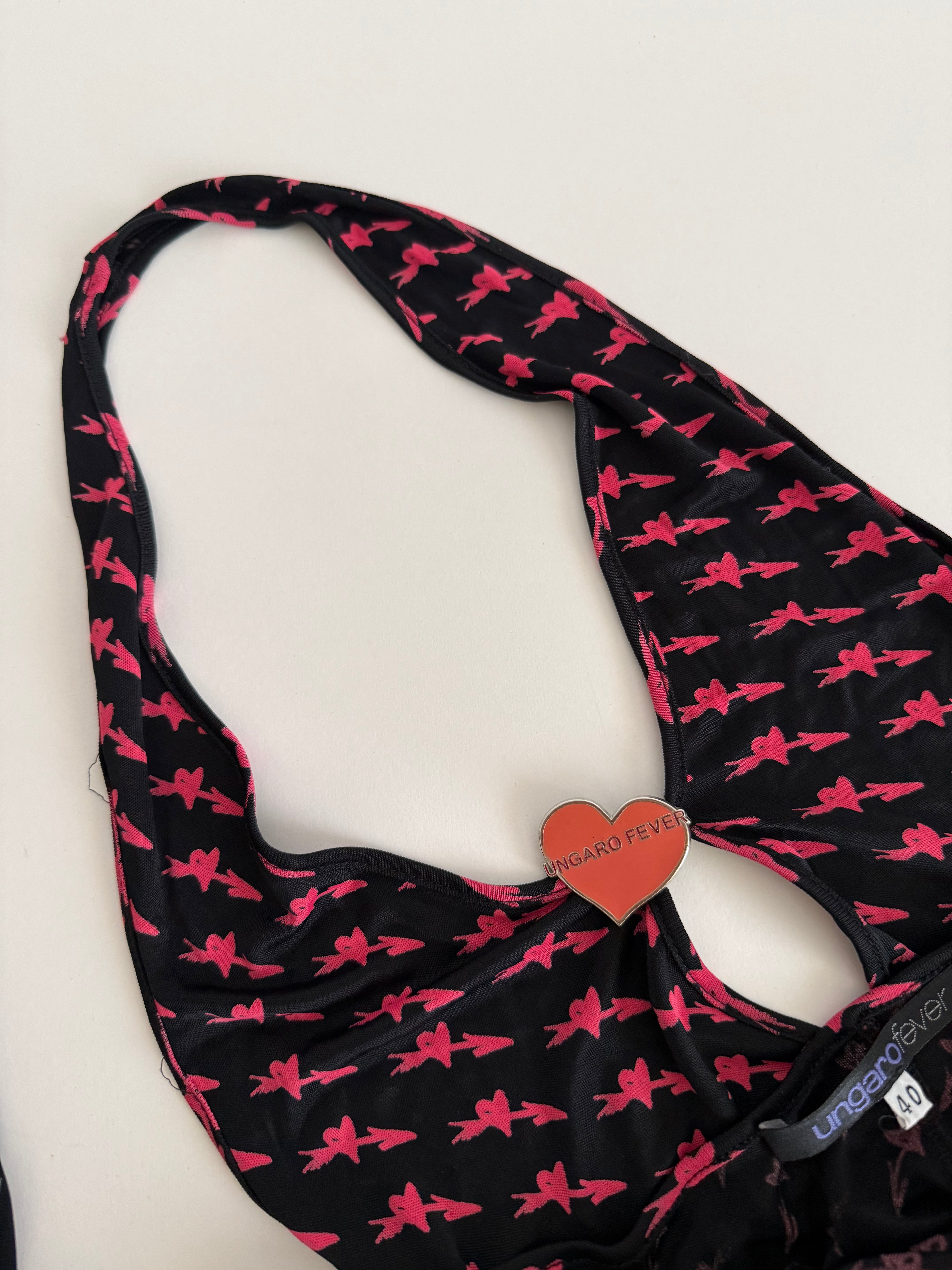 Ungaro Fever midi dress pink "fall in love" hearts