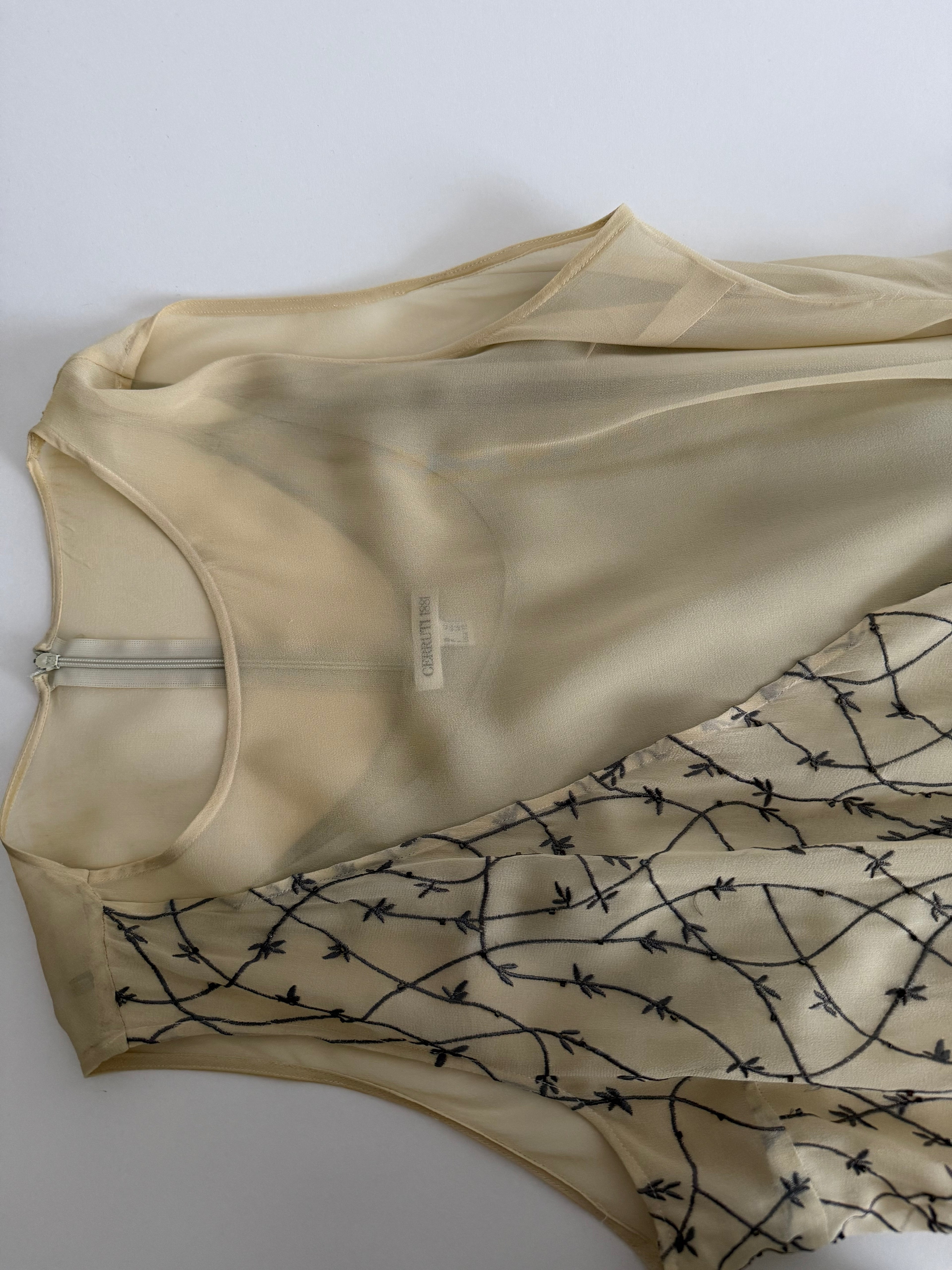 Cerruti 1881 SS 1997 Runway silk beaded embroidered dress