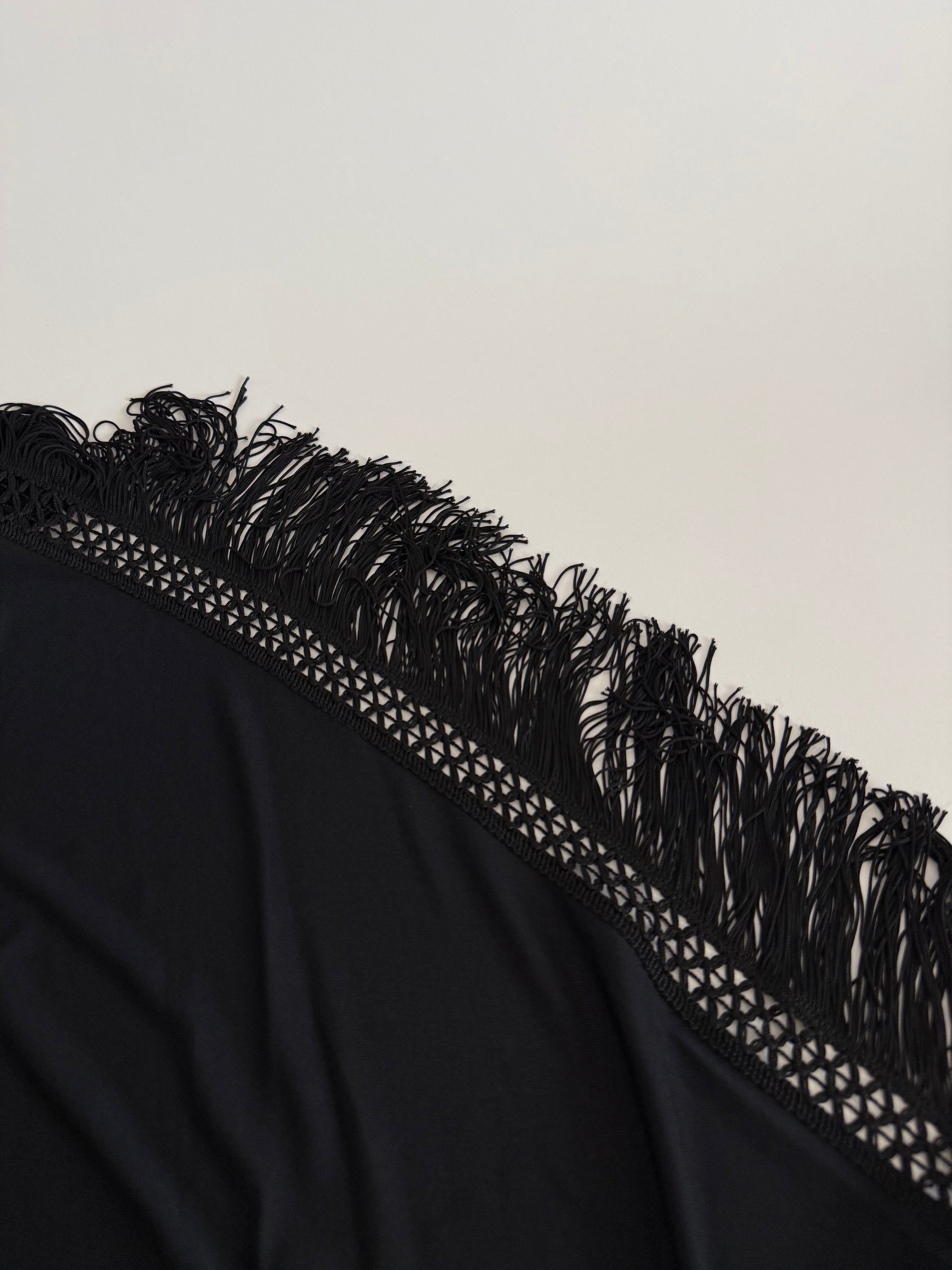 Moschino Cheap and Chic 90s shoulders fringe shawl dress