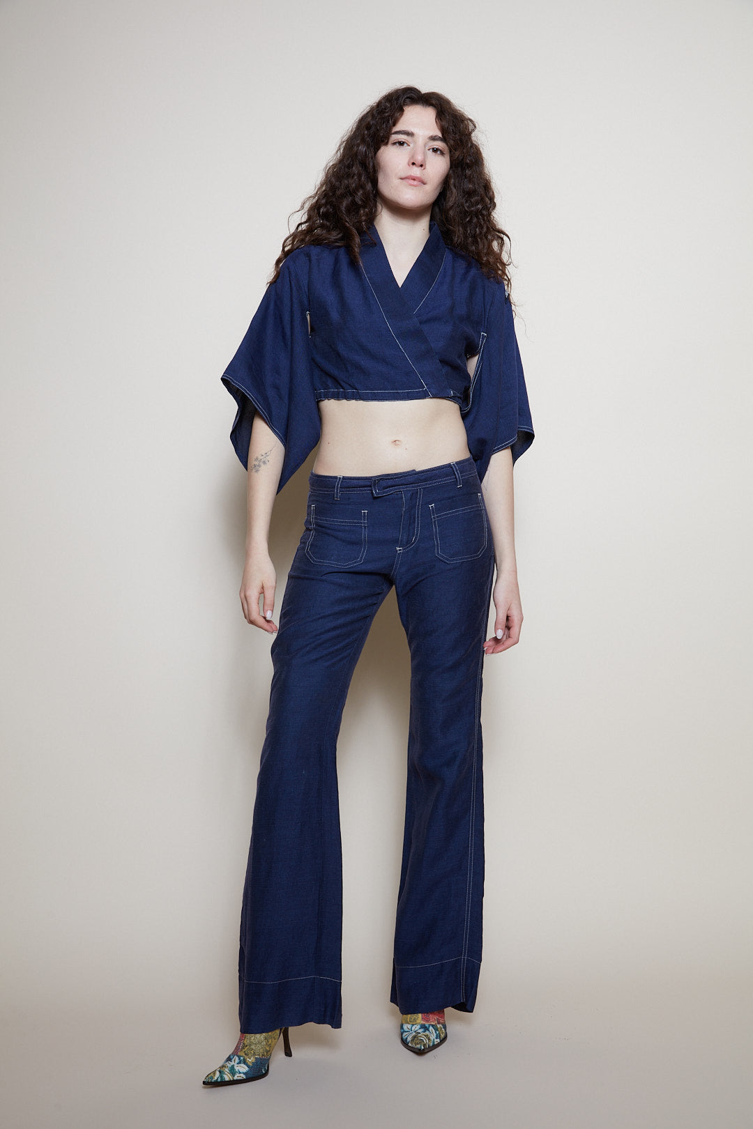 Jean Paul Gaultier 90s linen suit kimono