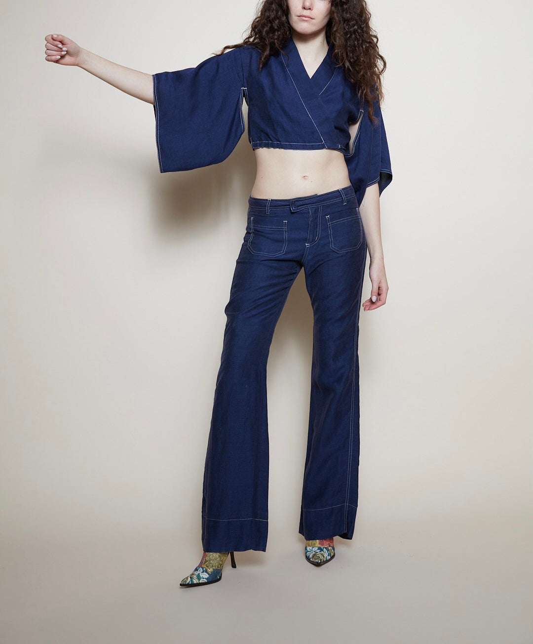 Jean Paul Gaultier 90s linen suit kimono