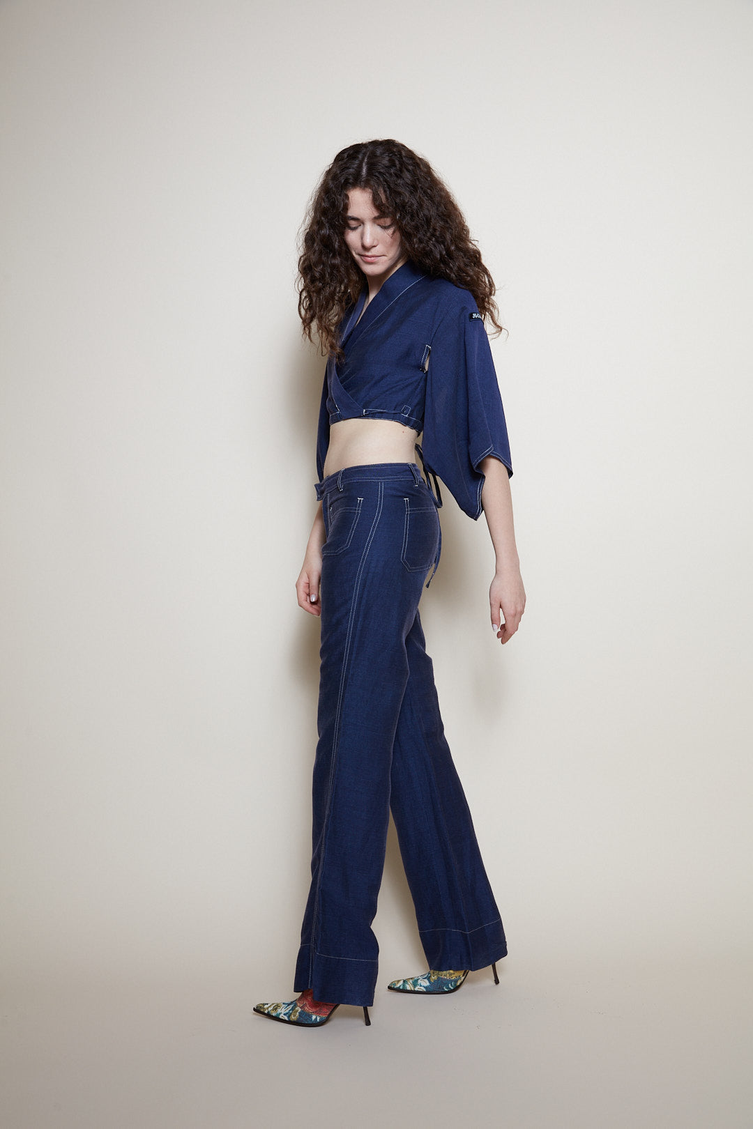 Jean Paul Gaultier 90s linen suit kimono