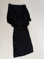 Moschino Cheap and Chic 90s shoulders fringe shawl dress