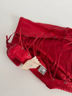 Runway leather lace up red top SS 2002 Gianni Versace