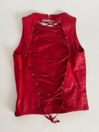 Runway leather lace up red top SS 2002 Gianni Versace