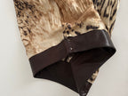 Roberto Cavalli FW2001 leopard silk skirt leather brown belt