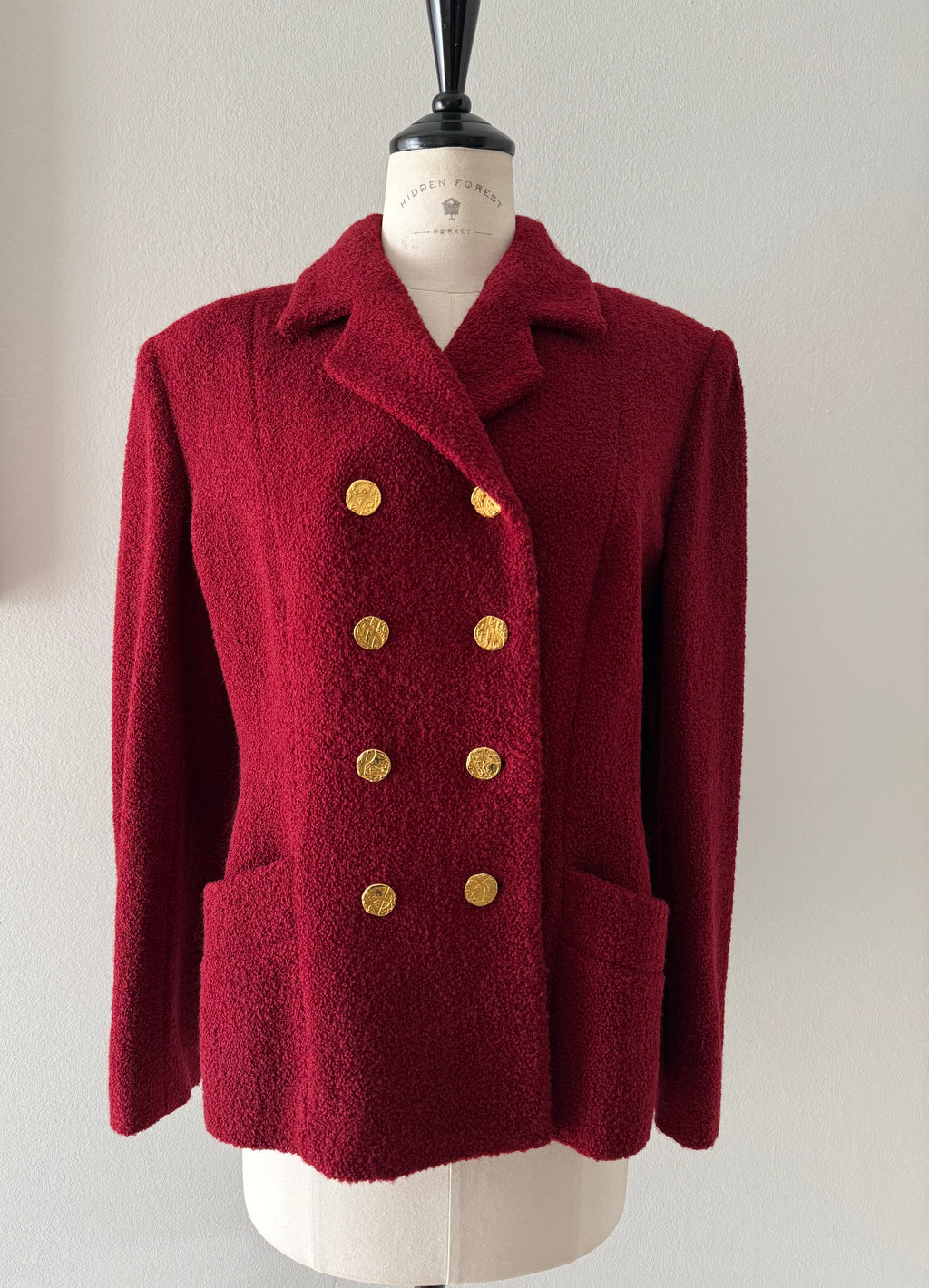 Yves Saint Laurent bouclé burgundy blazer