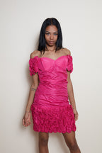 Silk mini dress fuchsia