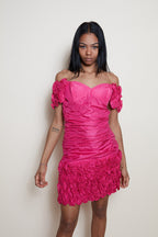 Silk mini dress fuchsia