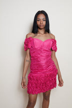 Silk mini dress fuchsia