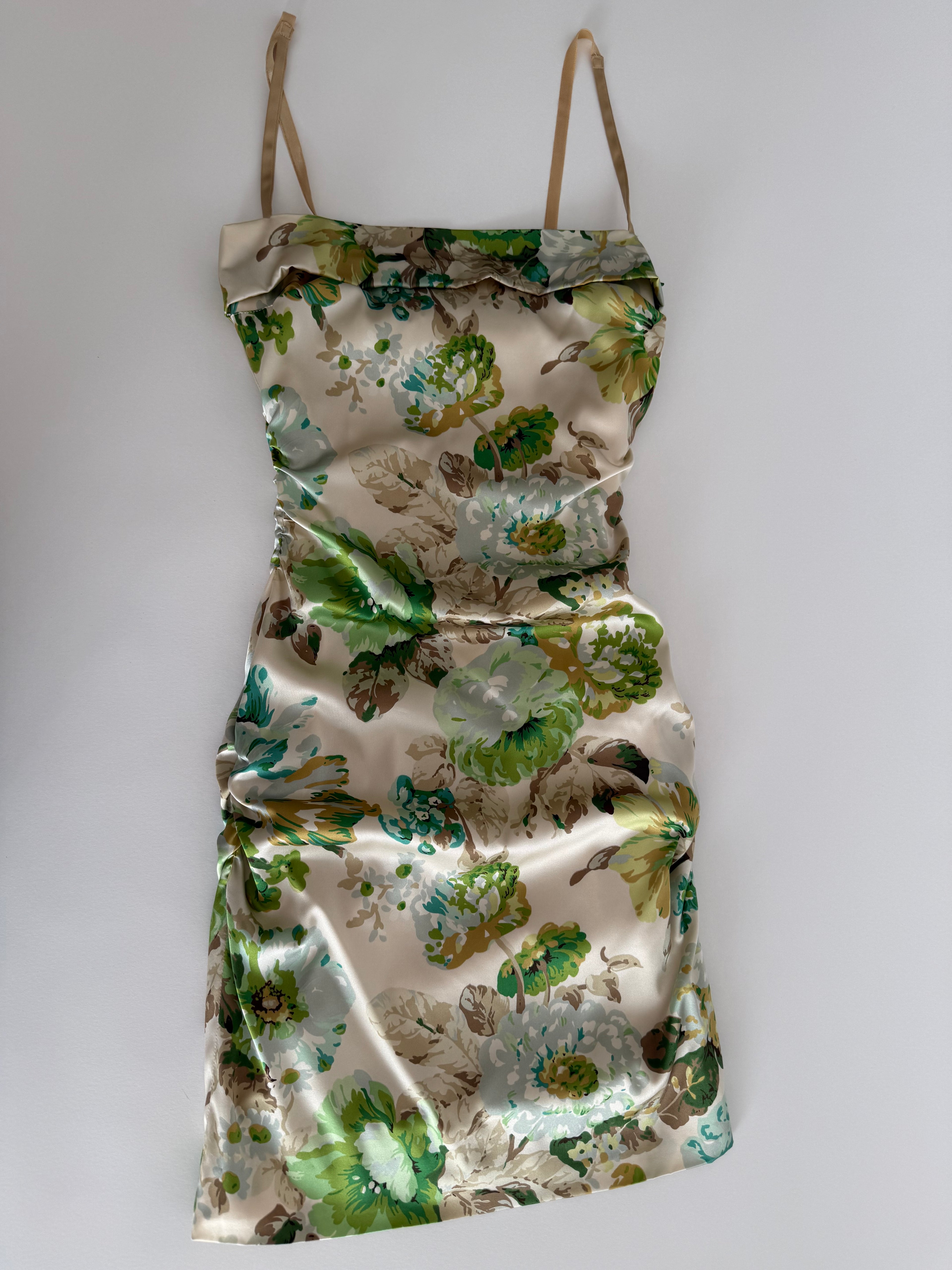 Dolce & Gabbana early 2000s beige floral mini dress