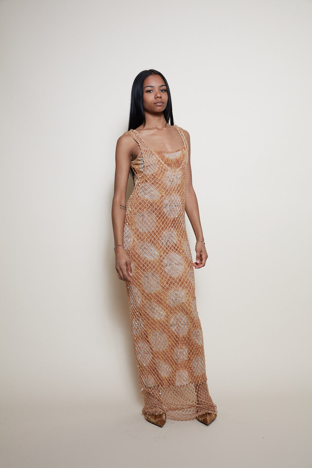 Vintage fishnet maxi dress