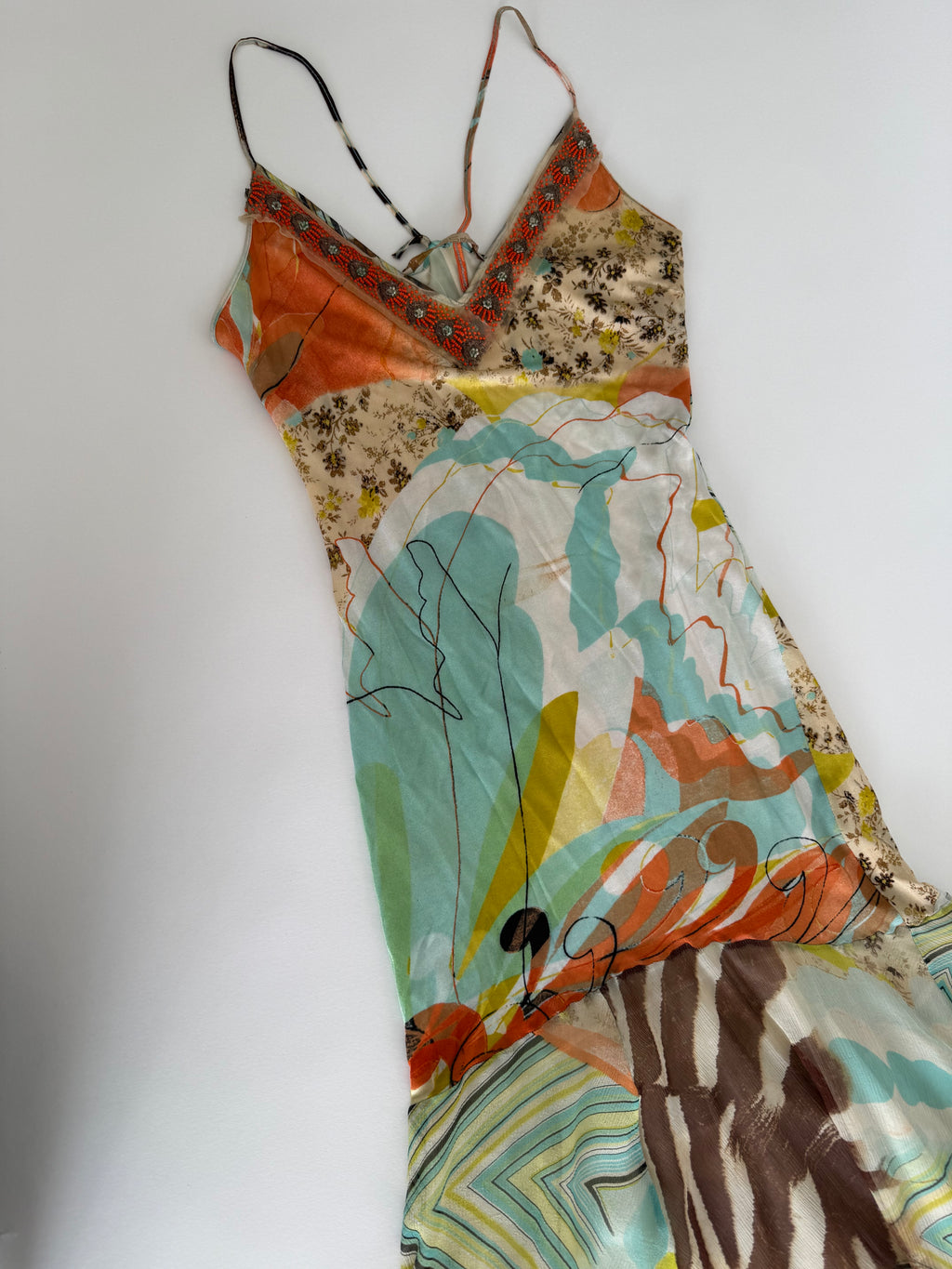 Class Cavalli multicolor silk mid-length dress