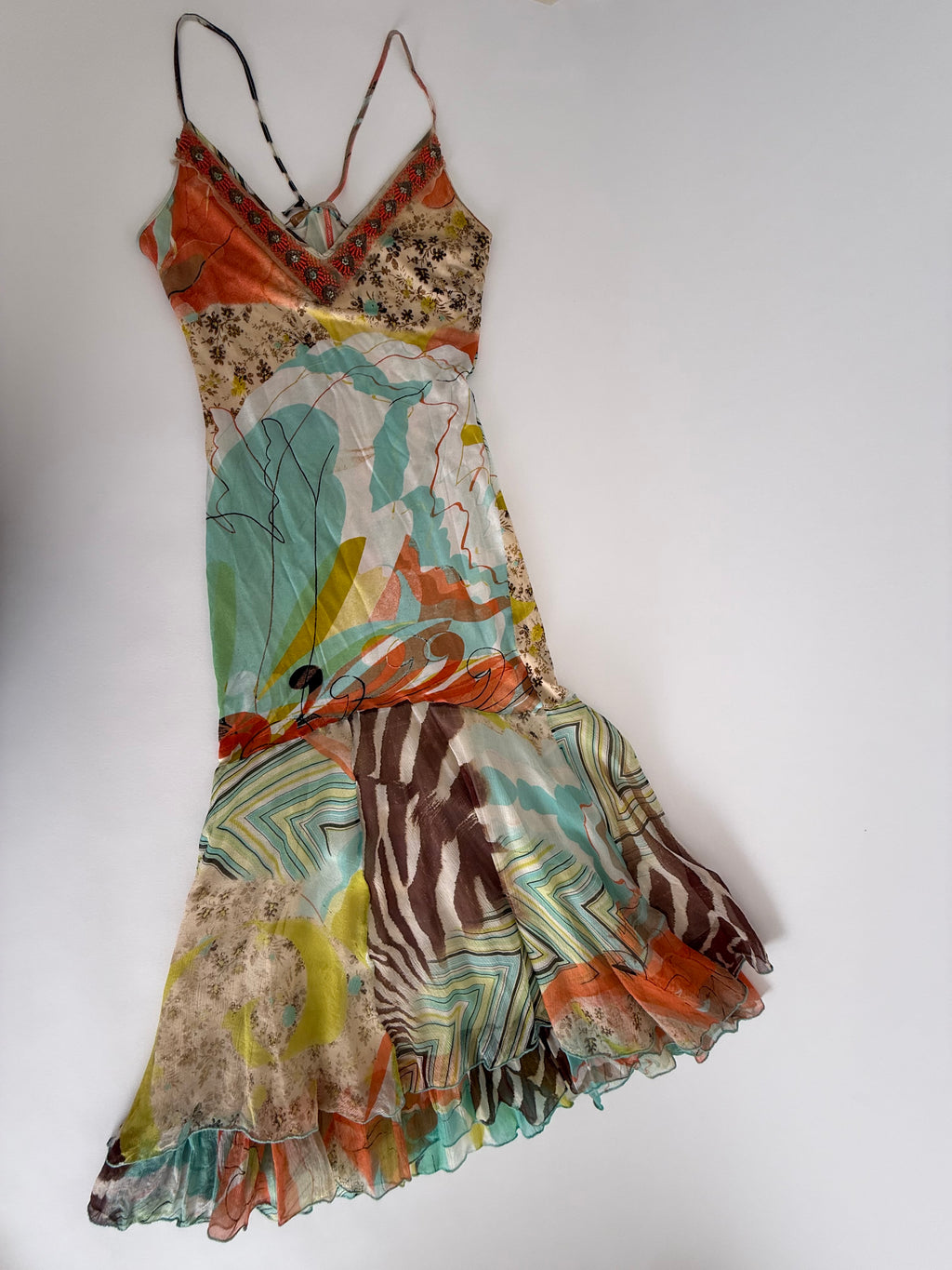 Class Cavalli multicolor silk mid-length dress