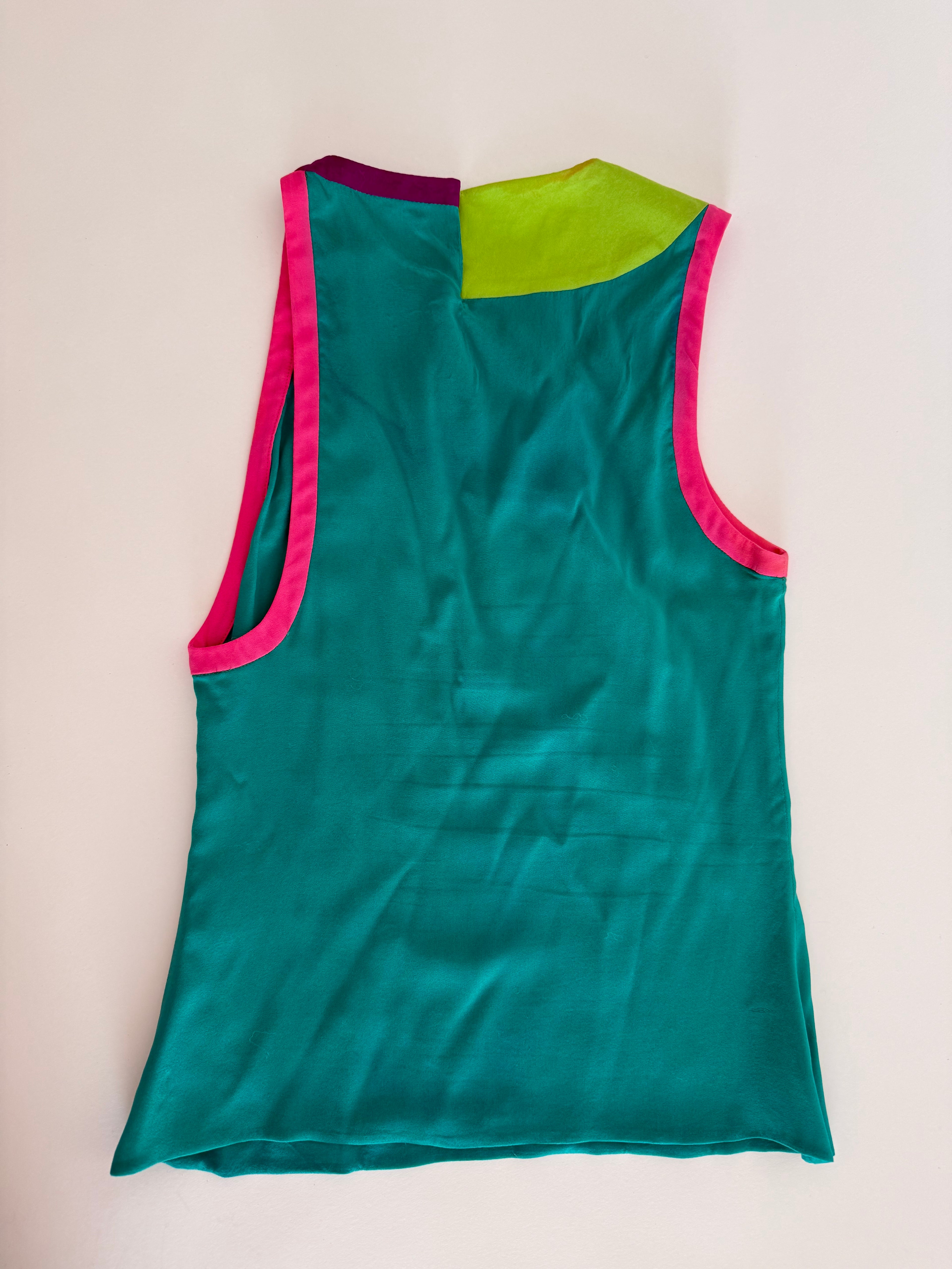 Gianni Versace SS 2003 silk colorful patchwork tank top