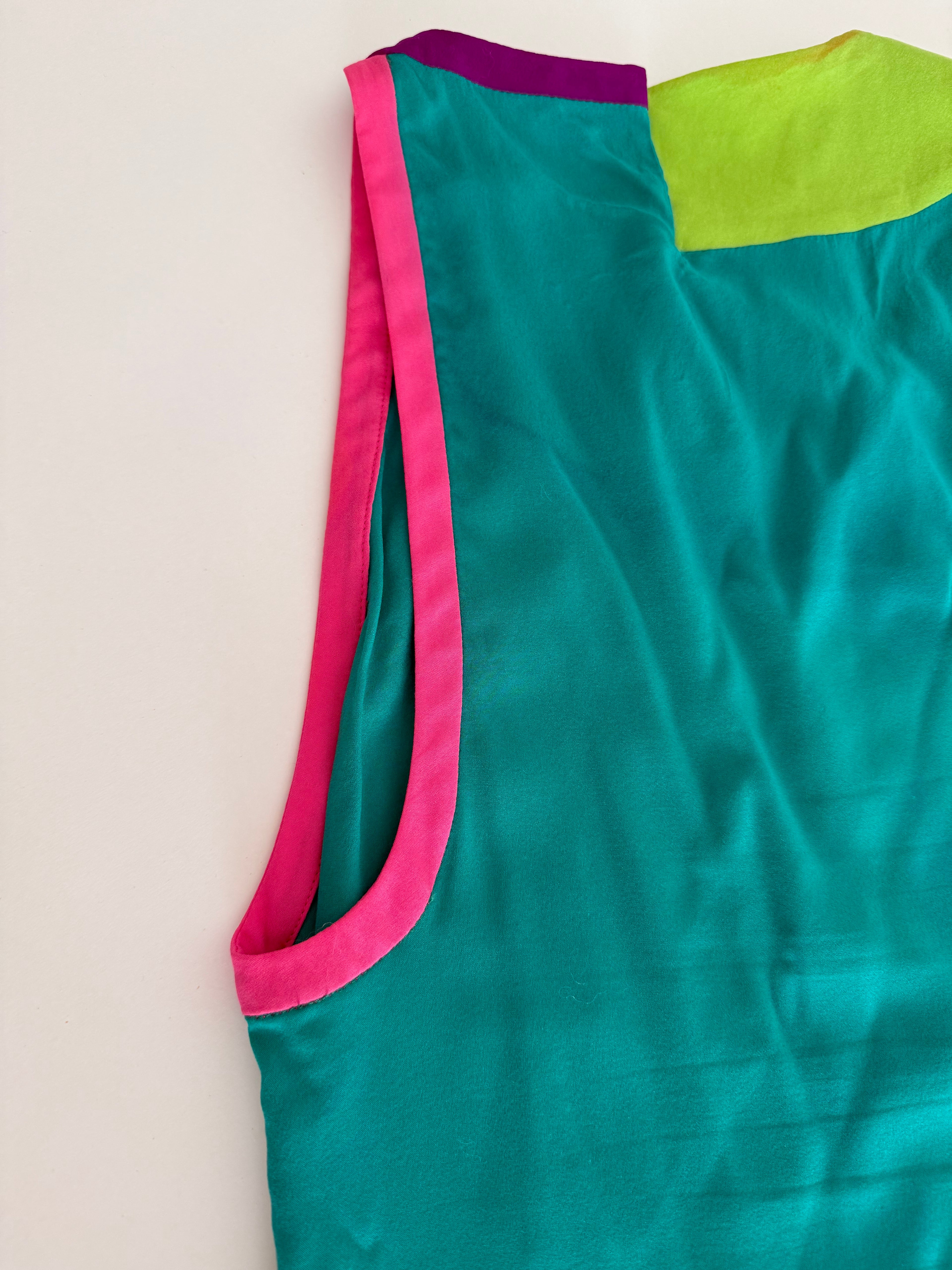 Gianni Versace SS 2003 silk colorful patchwork tank top