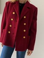 Yves Saint Laurent bouclé burgundy blazer