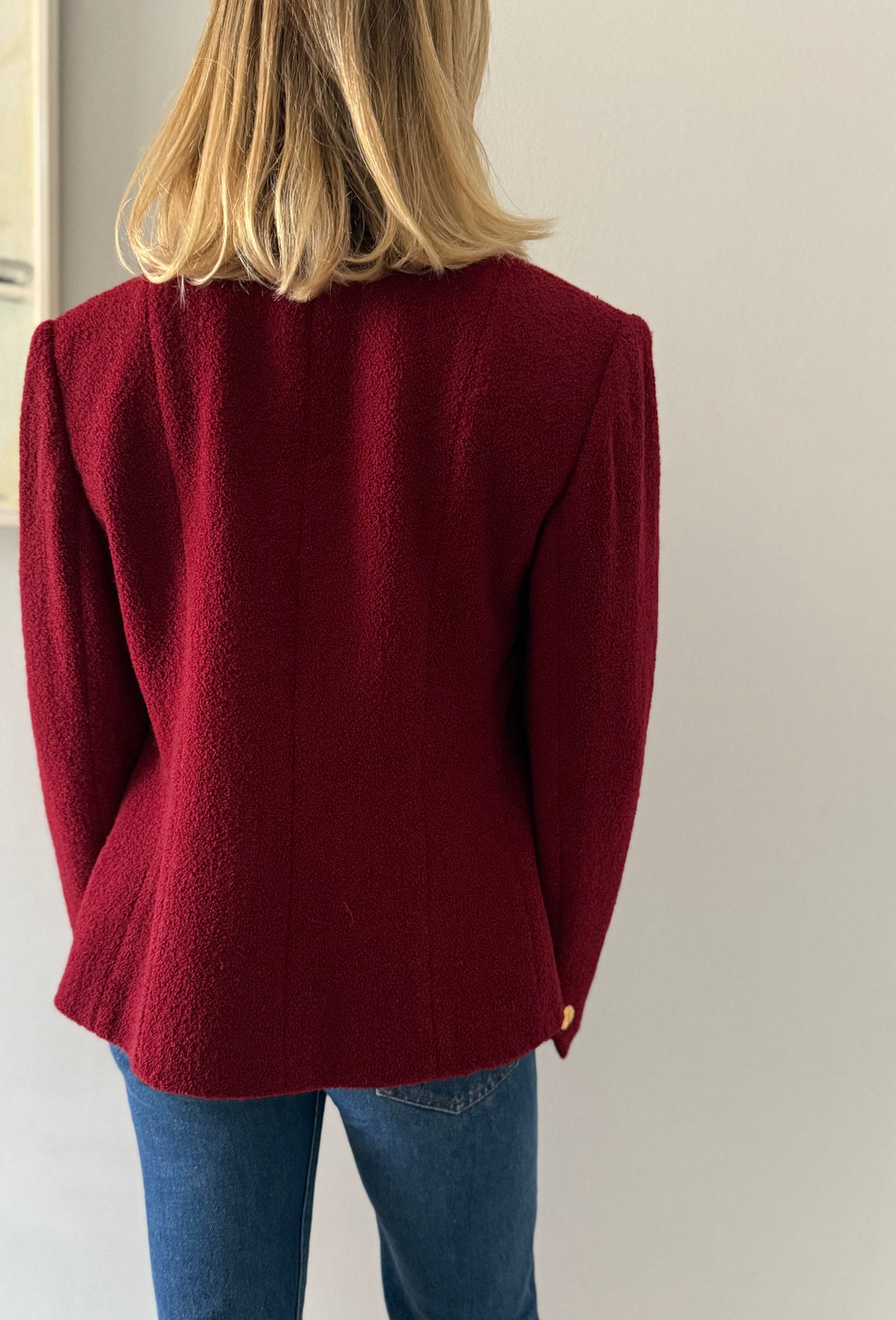 Yves Saint Laurent bouclé burgundy blazer