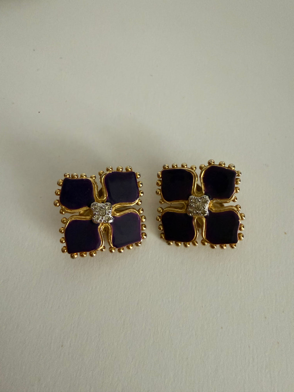 Valentino purple gold clip earrings 90s