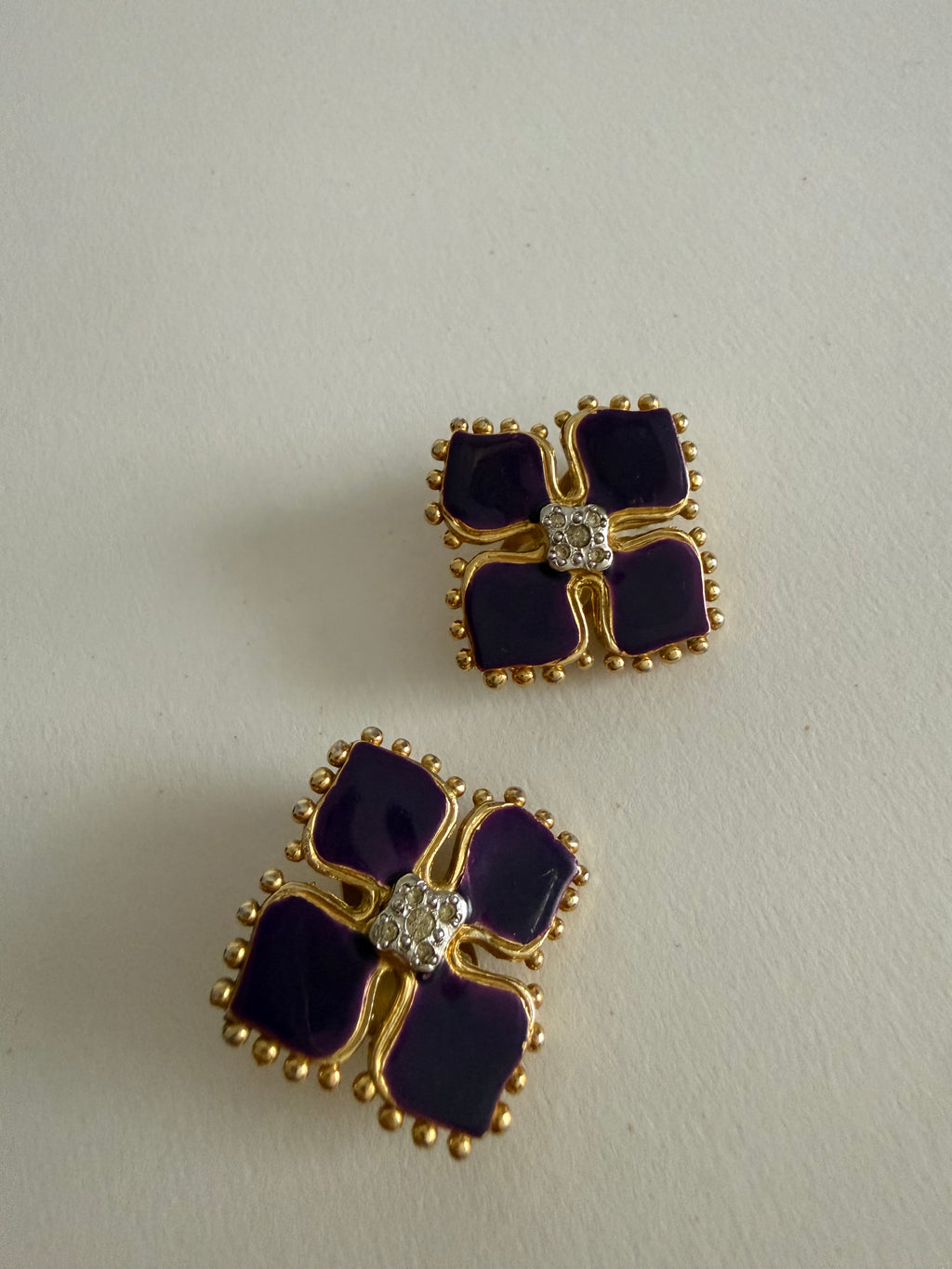 Valentino purple gold clip earrings 90s