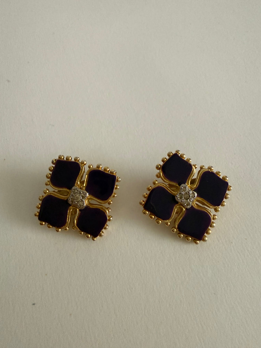 Valentino purple gold clip earrings 90s