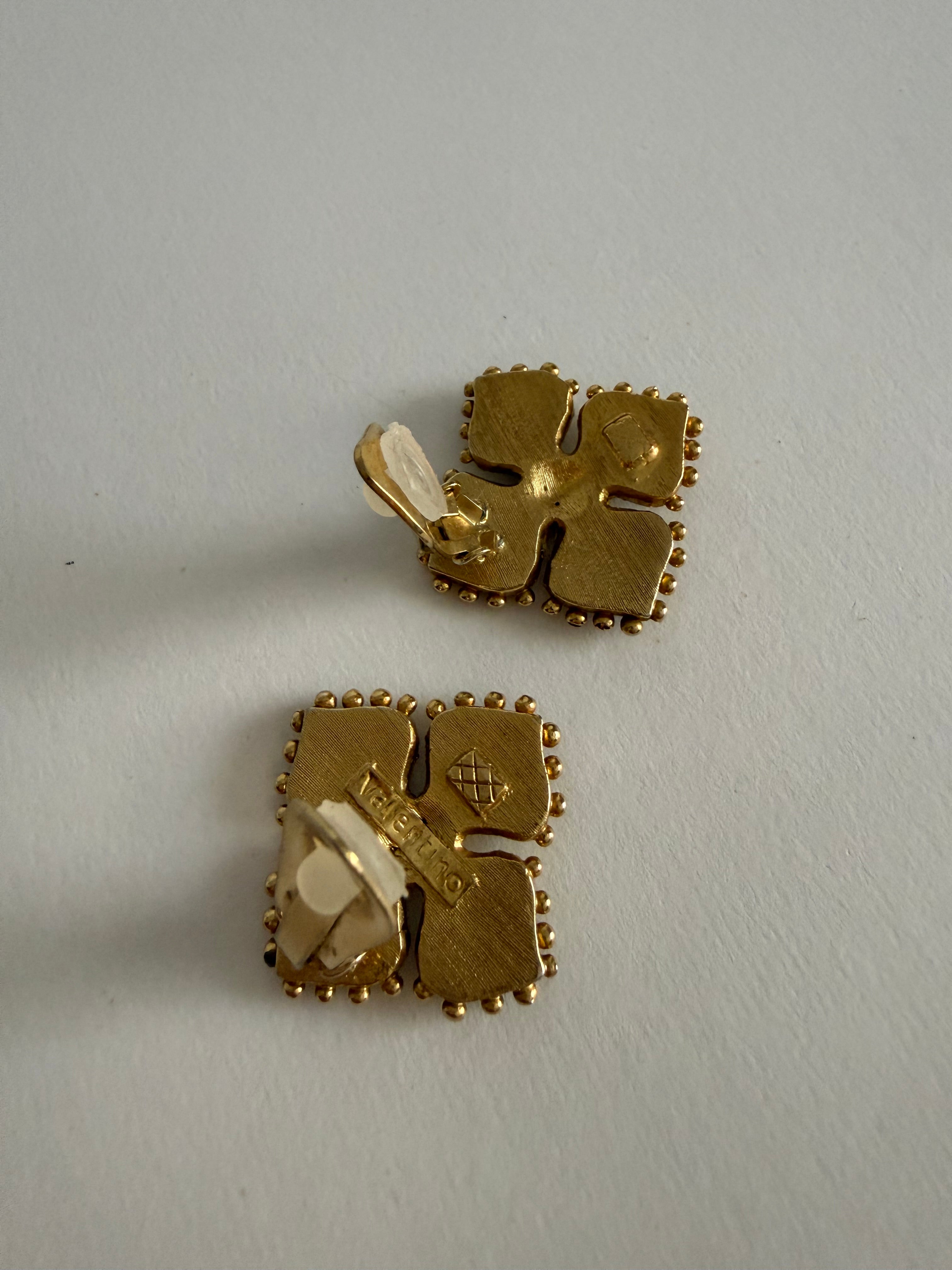Valentino purple gold clip earrings 90s