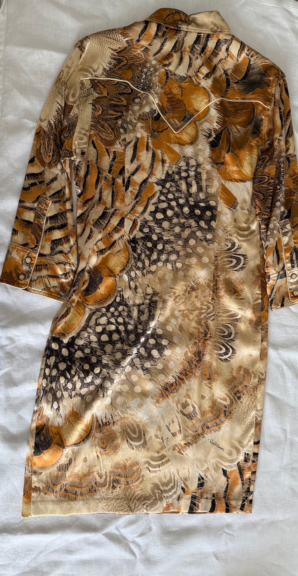 Roberto Cavalli S/S 2004 dress feathers print