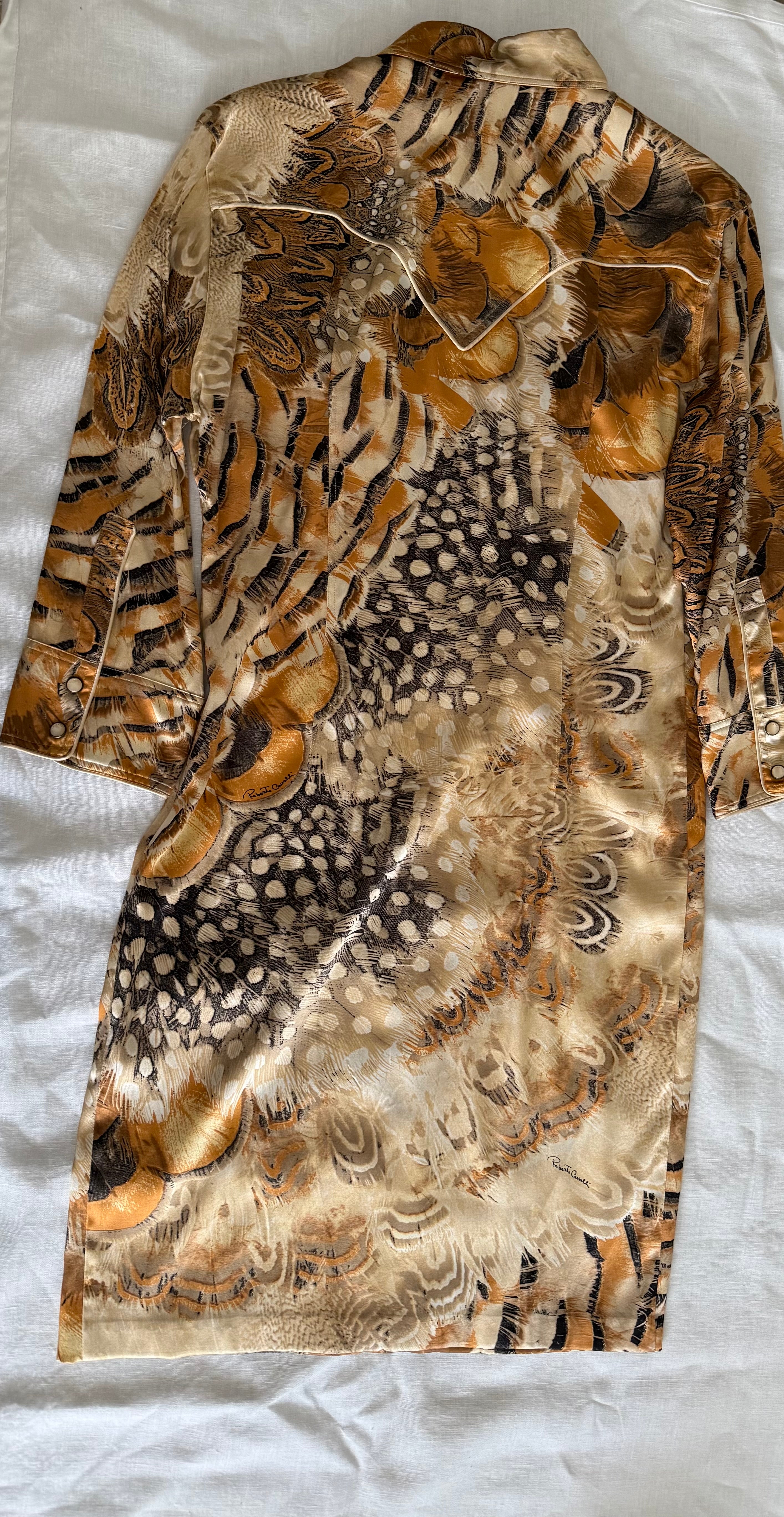 Roberto Cavalli S/S 2004 dress feathers print