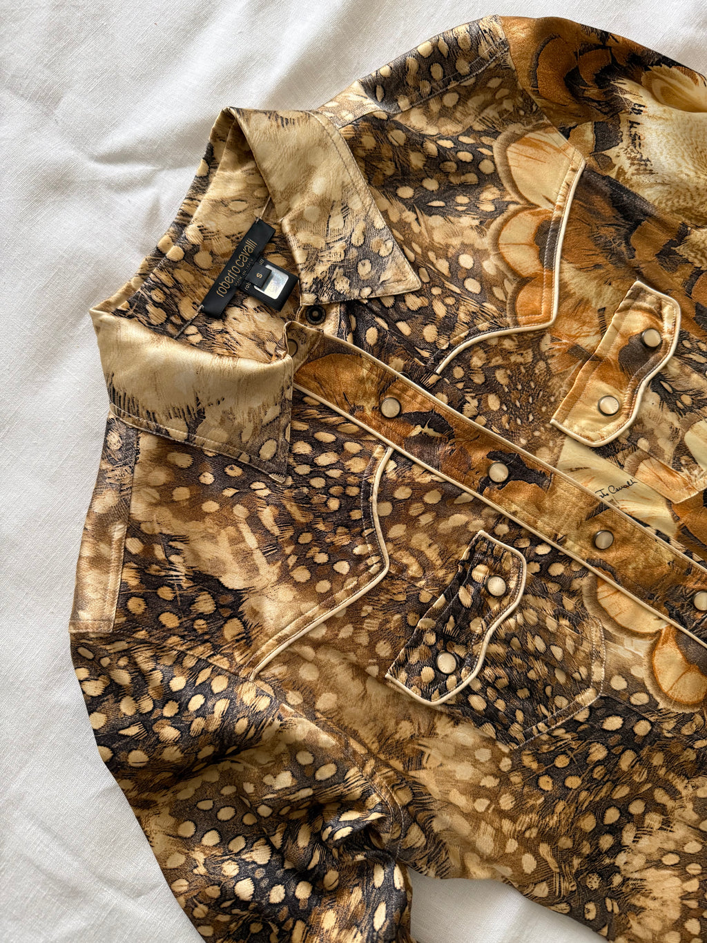 Roberto Cavalli S/S 2004 dress feathers print