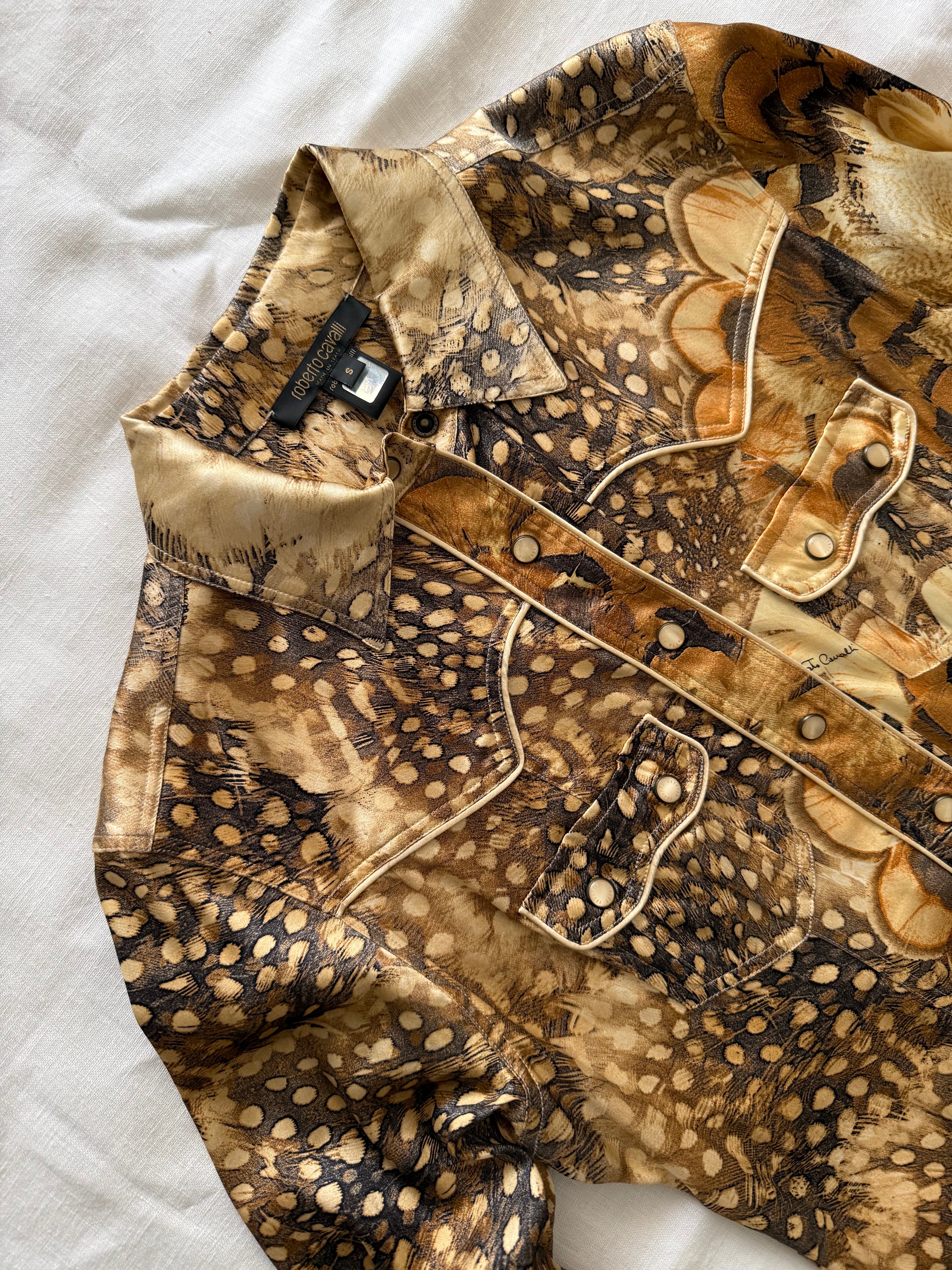 Roberto Cavalli S/S 2004 dress feathers print