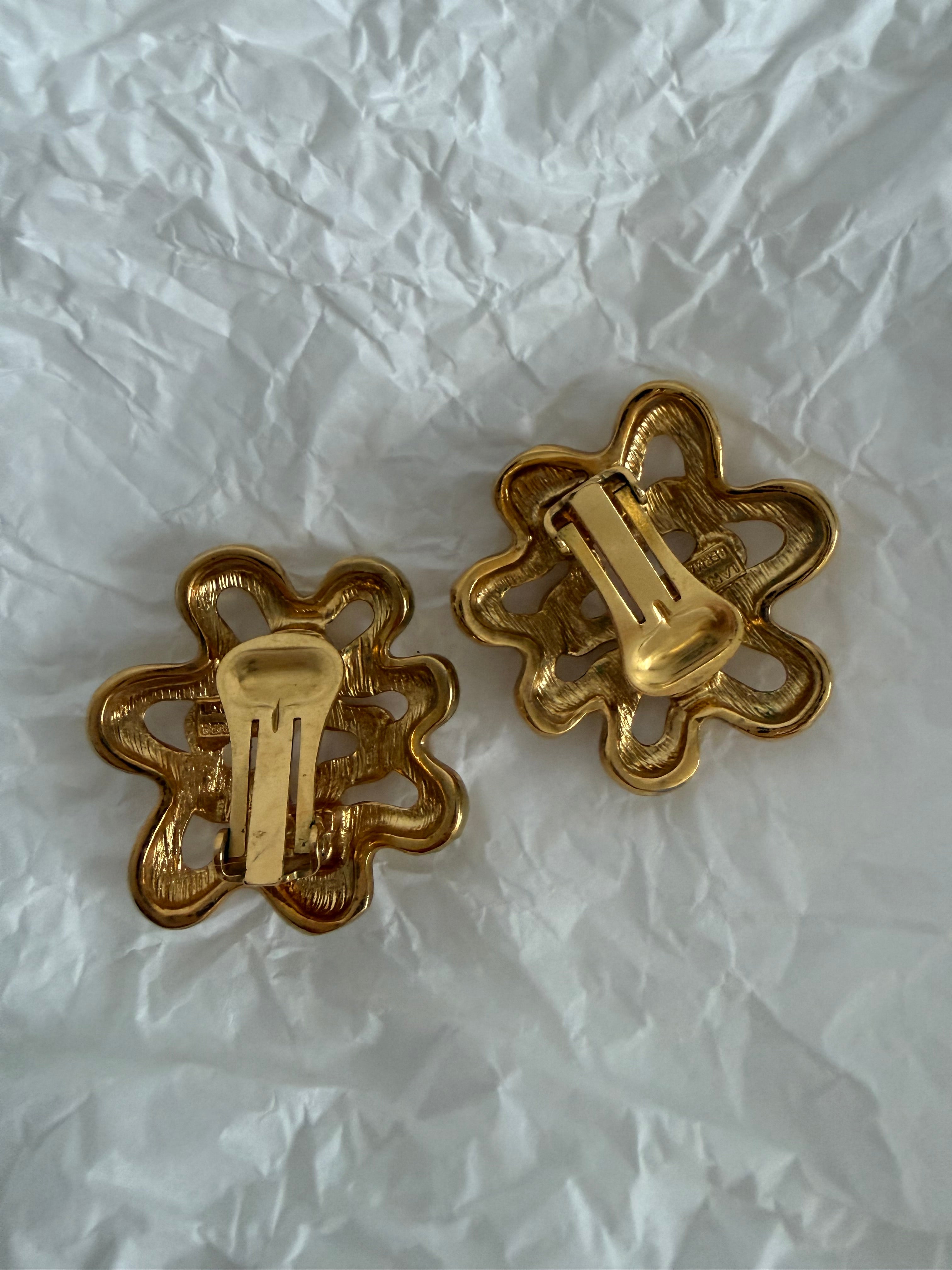 Lanvin gold earrings clip vintage