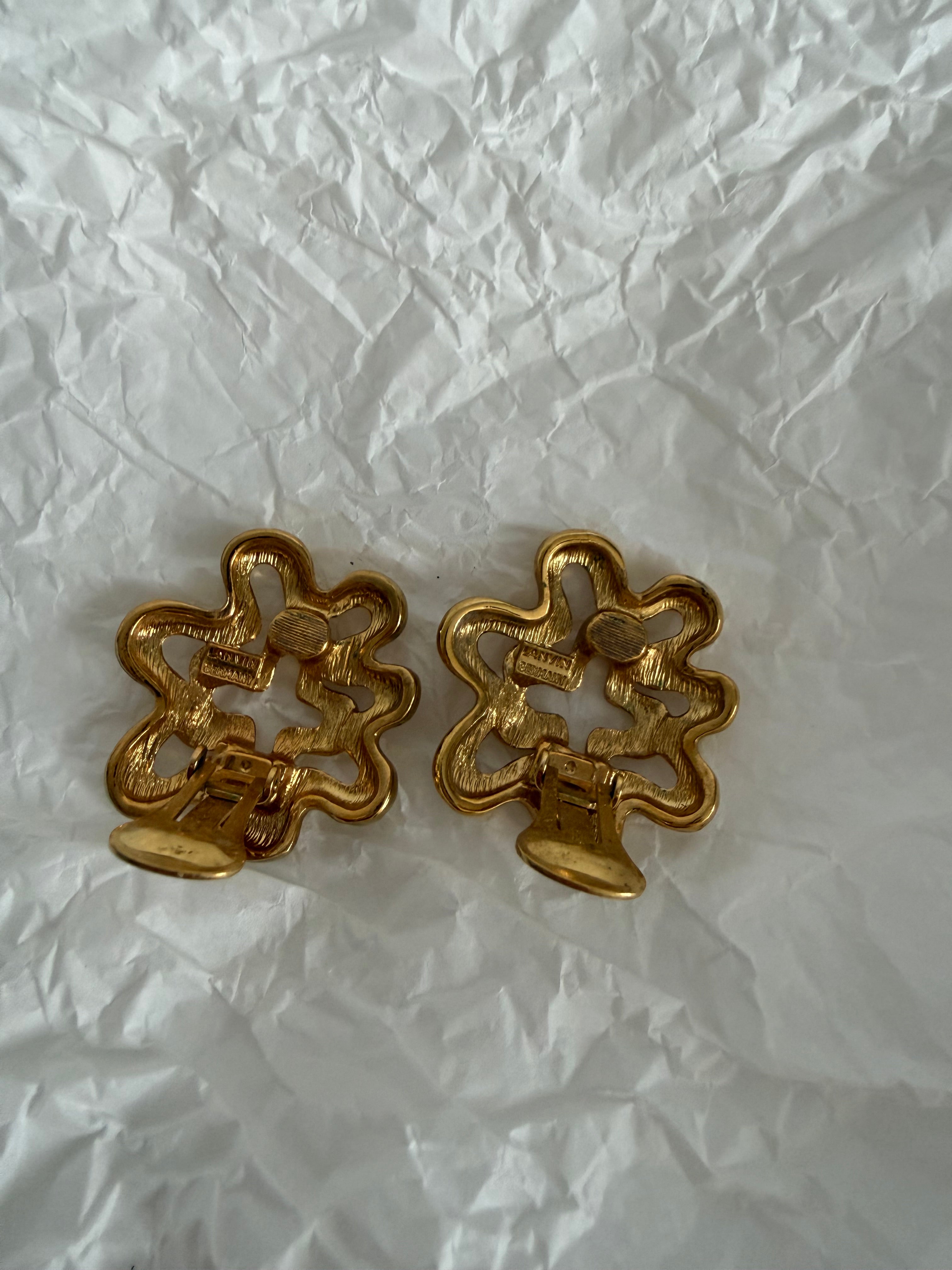 Lanvin gold earrings clip vintage