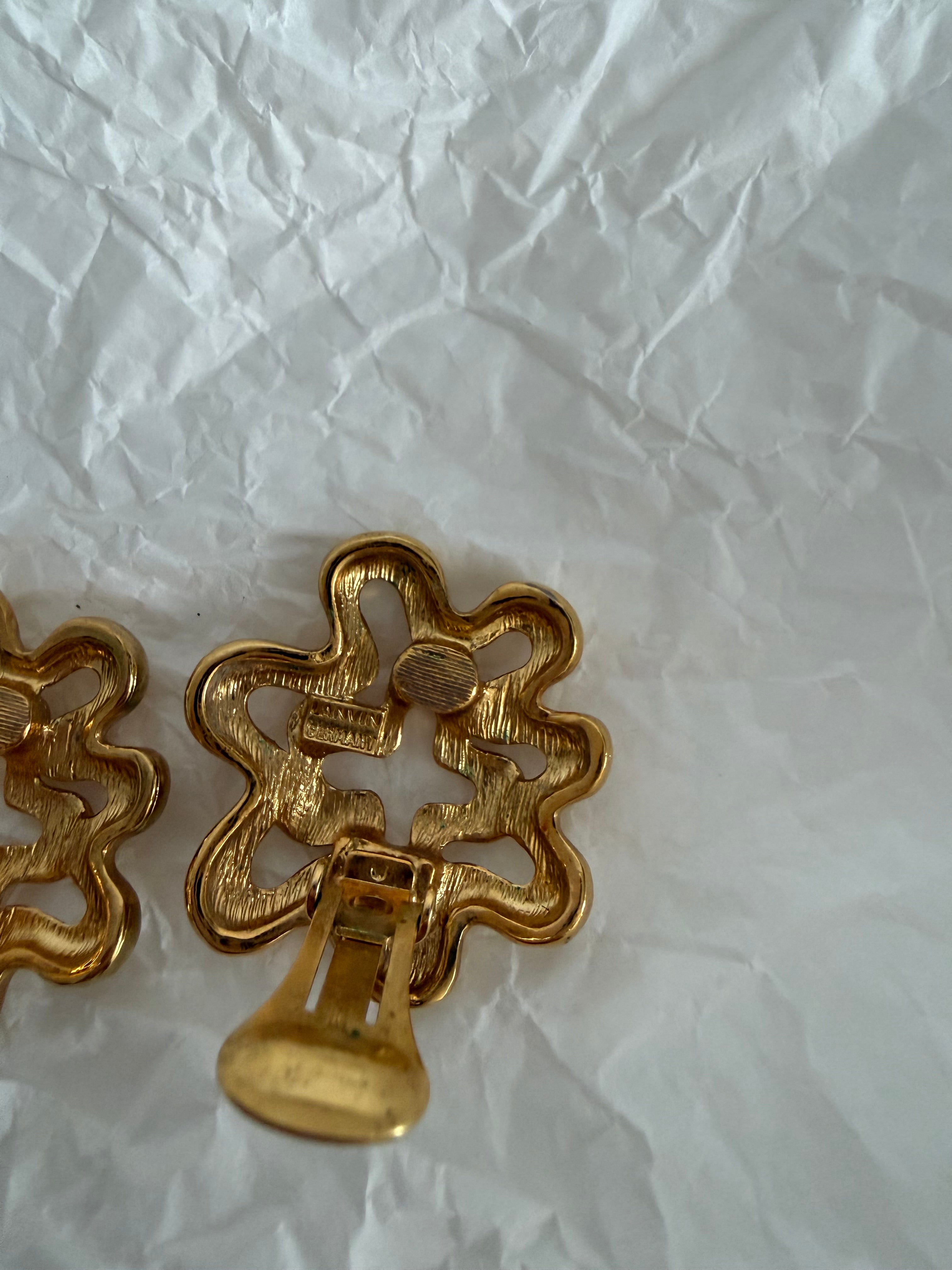 Lanvin gold earrings clip vintage