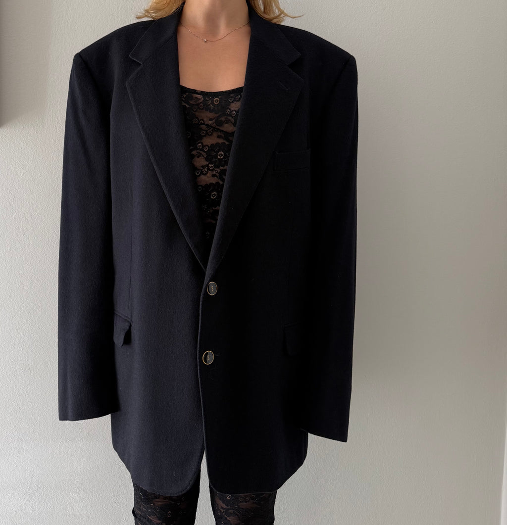 Yves Saint Laurent black wool cachemire blazer 90s