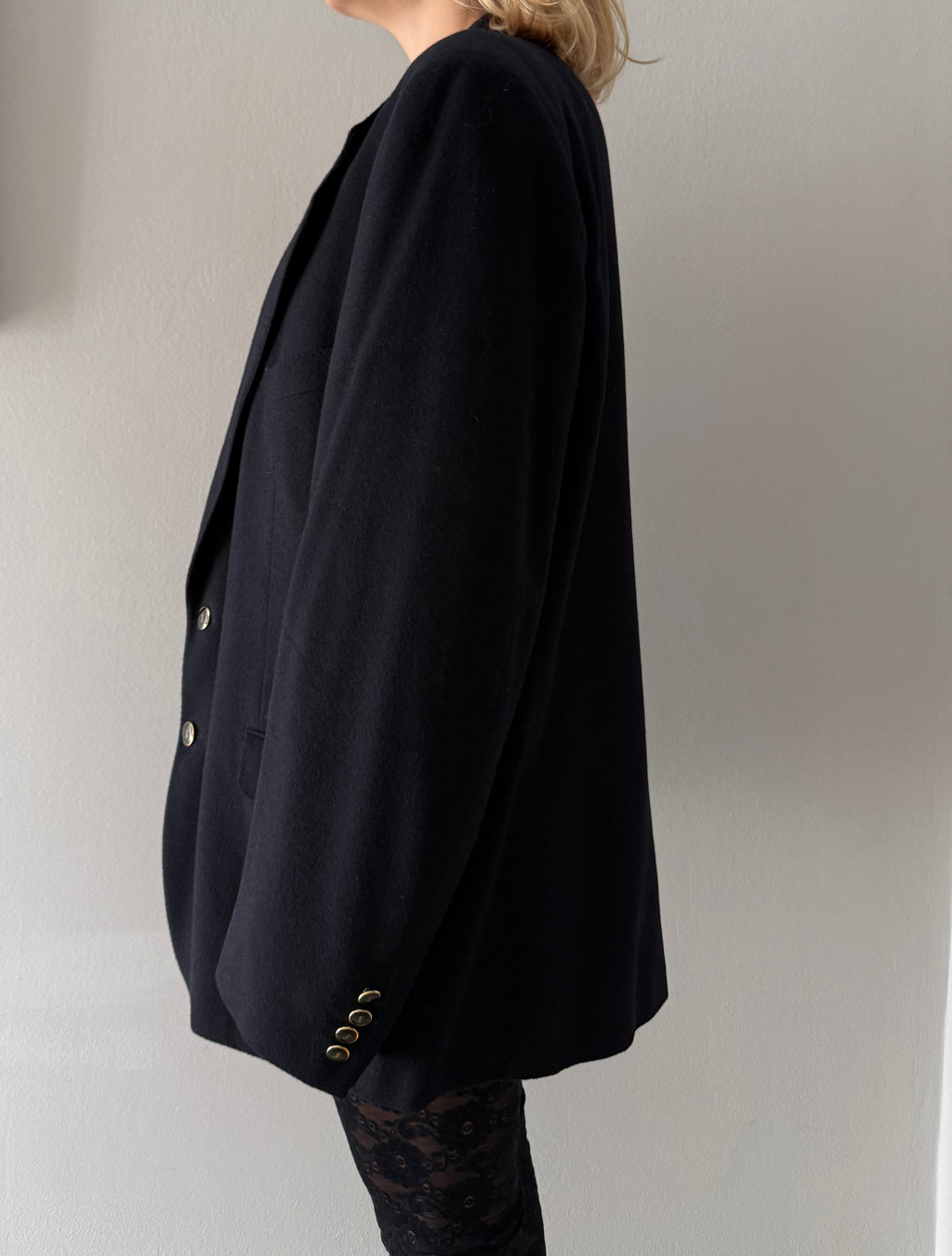Yves Saint Laurent black wool cachemire blazer 90s