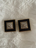 Valentino gold black clip earrings 90s