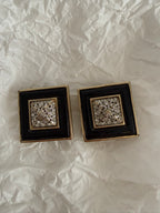 Valentino gold black clip earrings 90s