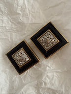 Valentino gold black clip earrings 90s
