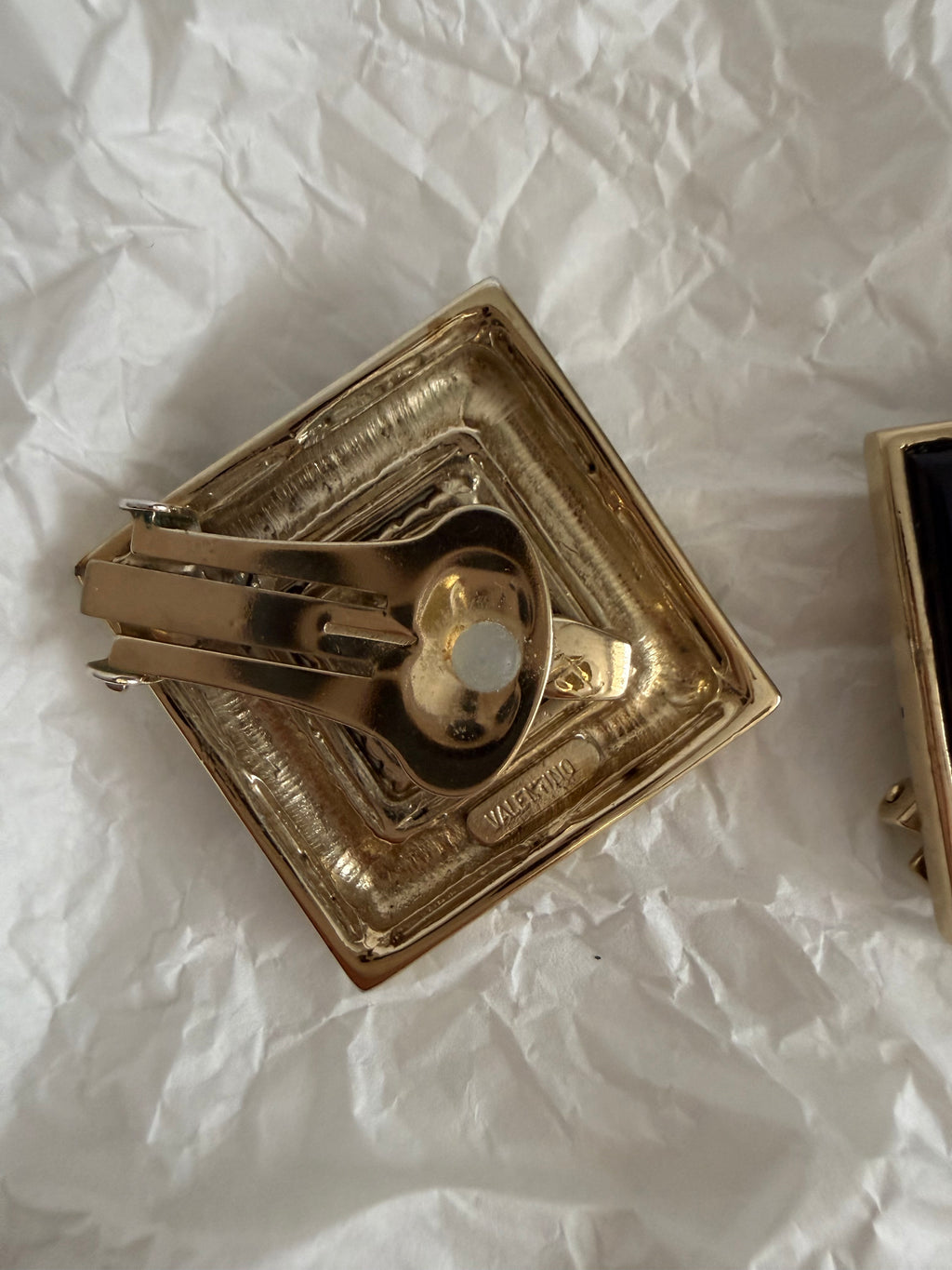 Valentino gold black clip earrings 90s