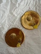 Rare Gold clip earrings Yves Saint Laurent 1977