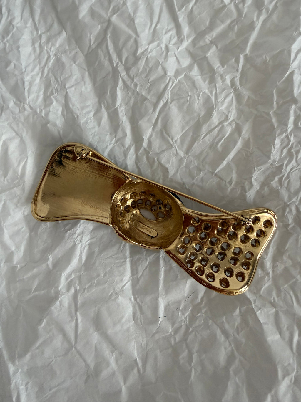 Valentino gold black bow pin brooch 90s