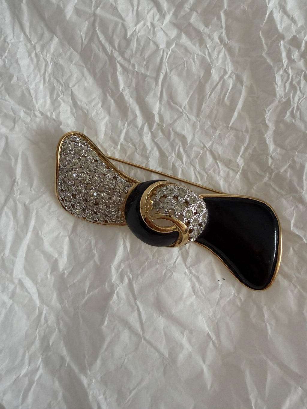 Valentino gold black bow pin brooch 90s