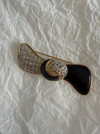 Valentino gold black bow pin brooch 90s