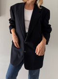 Yves Saint Laurent black wool cachemire blazer 90s